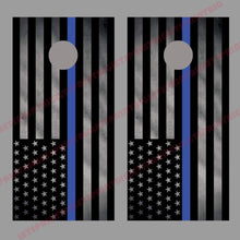 Thin Blue Line American Flag Cornhole Board Decal Wrap