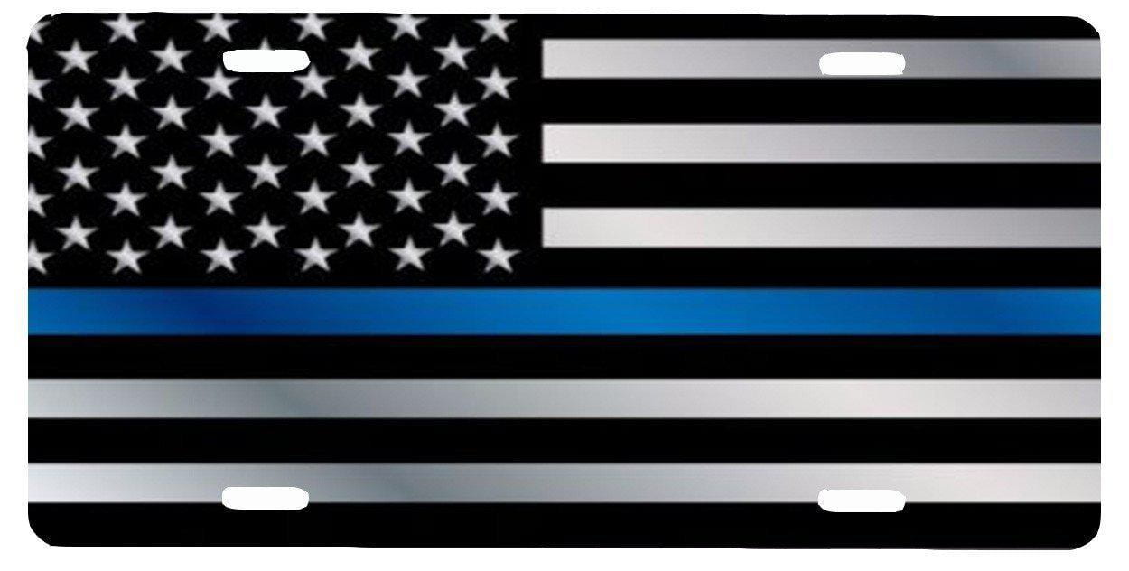 Thin Blue Line American Flag License Plate - Let's Print Big