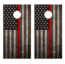 Thin Red Line American Flag Fireman Corn hole Decal Wrap