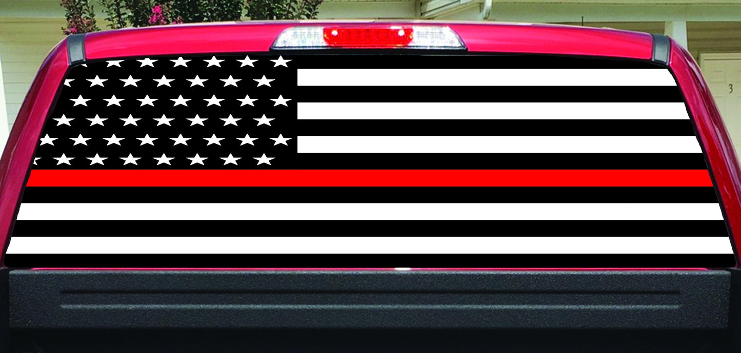 Thin Red Line Firefighter Rear Window Decal