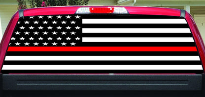 Thin Red Line Firefighter Rear Window Decal