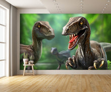 Three Dinosaurs Velociraptors in Nature Wall Mural