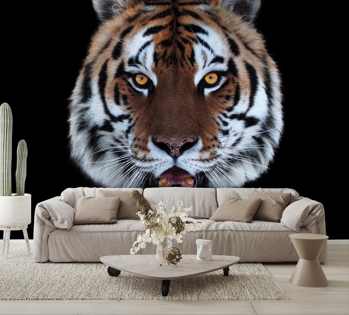 Tiger Face Open Mouth Wall Mural