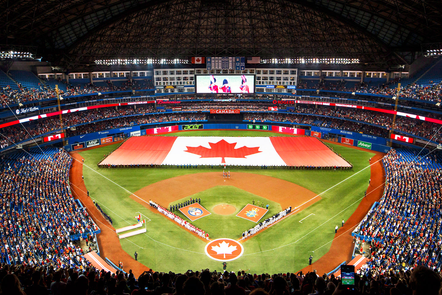 Toronto Blue Jays Rogers Stadium Canadian Flag Baseball Diamond Field Custom Designed Wallpaper Mural