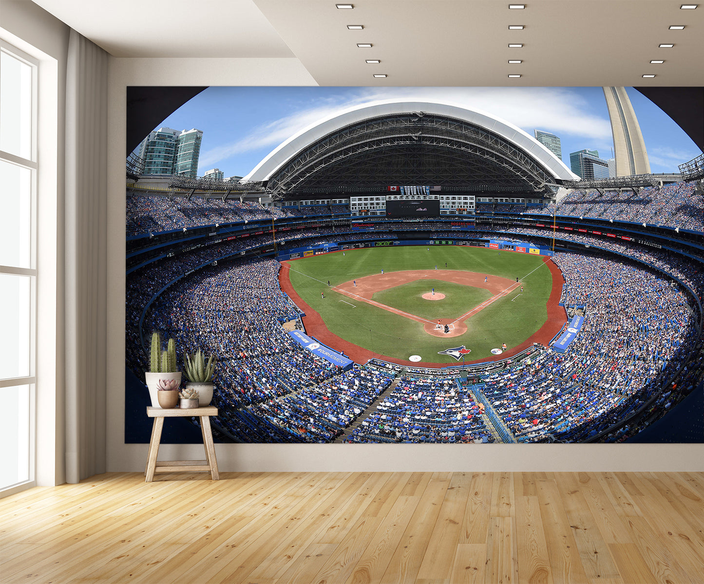 Toronto Blue Jays Rogers Stadium Fisheye Baseball Diamond Field Custom Designed Wallpaper Mural