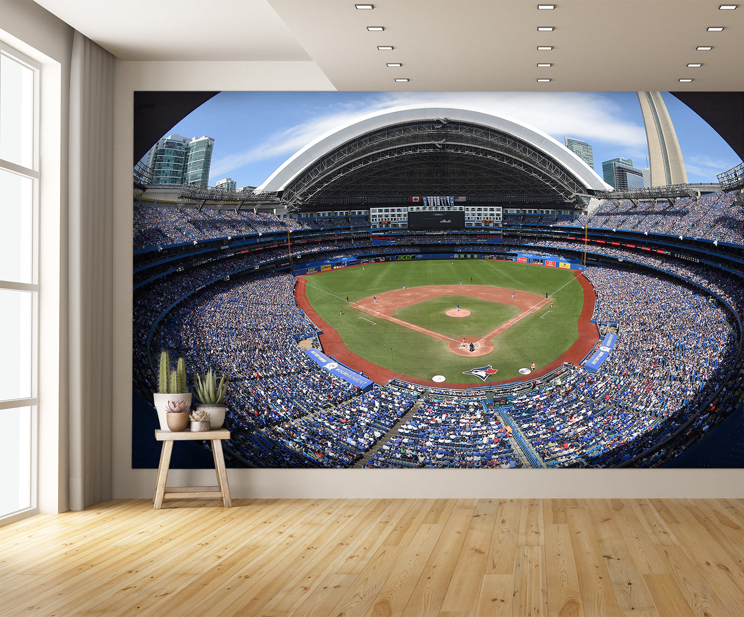 Toronto Blue Jays Rogers Stadium Fisheye Baseball Diamond Field Custom Designed Wallpaper Mural