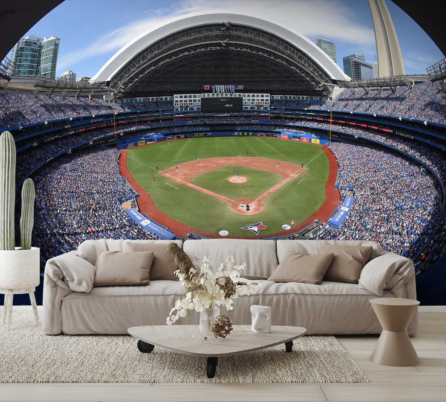 Toronto Blue Jays Rogers Stadium Fisheye Baseball Diamond Field Custom Designed Wallpaper Mural