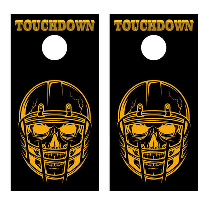 Football Corn Hole Helmet Touchdown Orange Cornhole Wrap - Let's Print Big