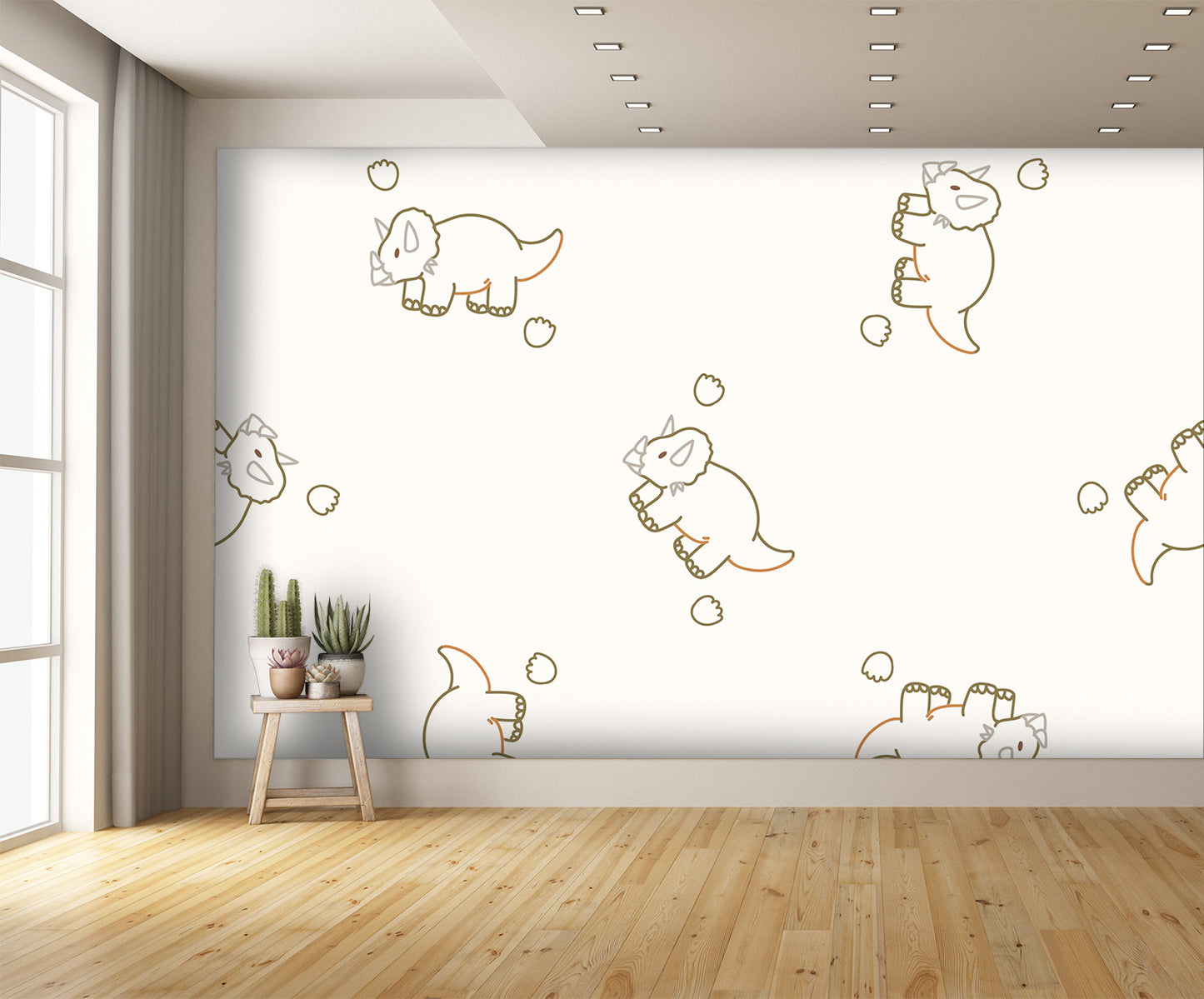Triceratops with Footprint Wall Mural