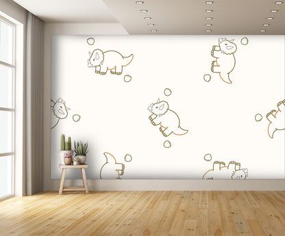 Triceratops with Footprint Wall Mural