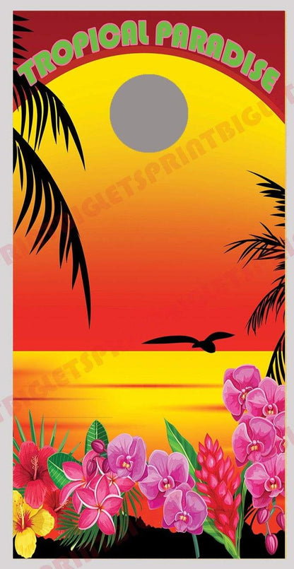 Tropical Paradise Beach Corn Hole Decal Wrap
