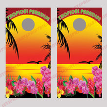 Tropical Paradise Beach Corn Hole Decal Wrap
