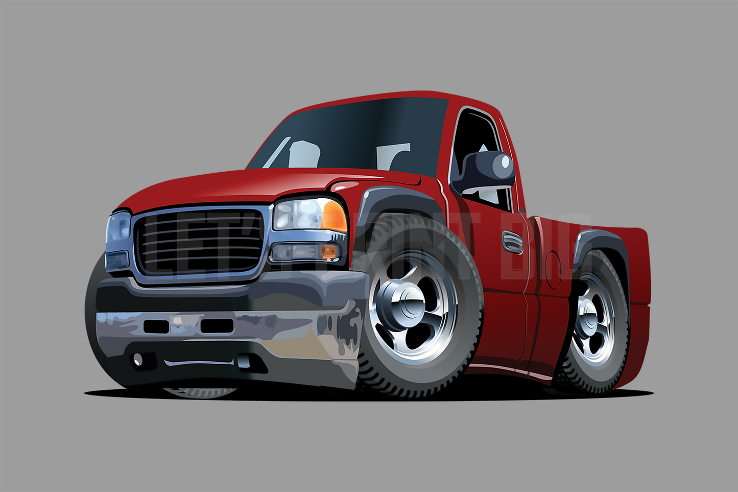 Car Art GMC Pickup Truck Cartoon 3 Wall Decal