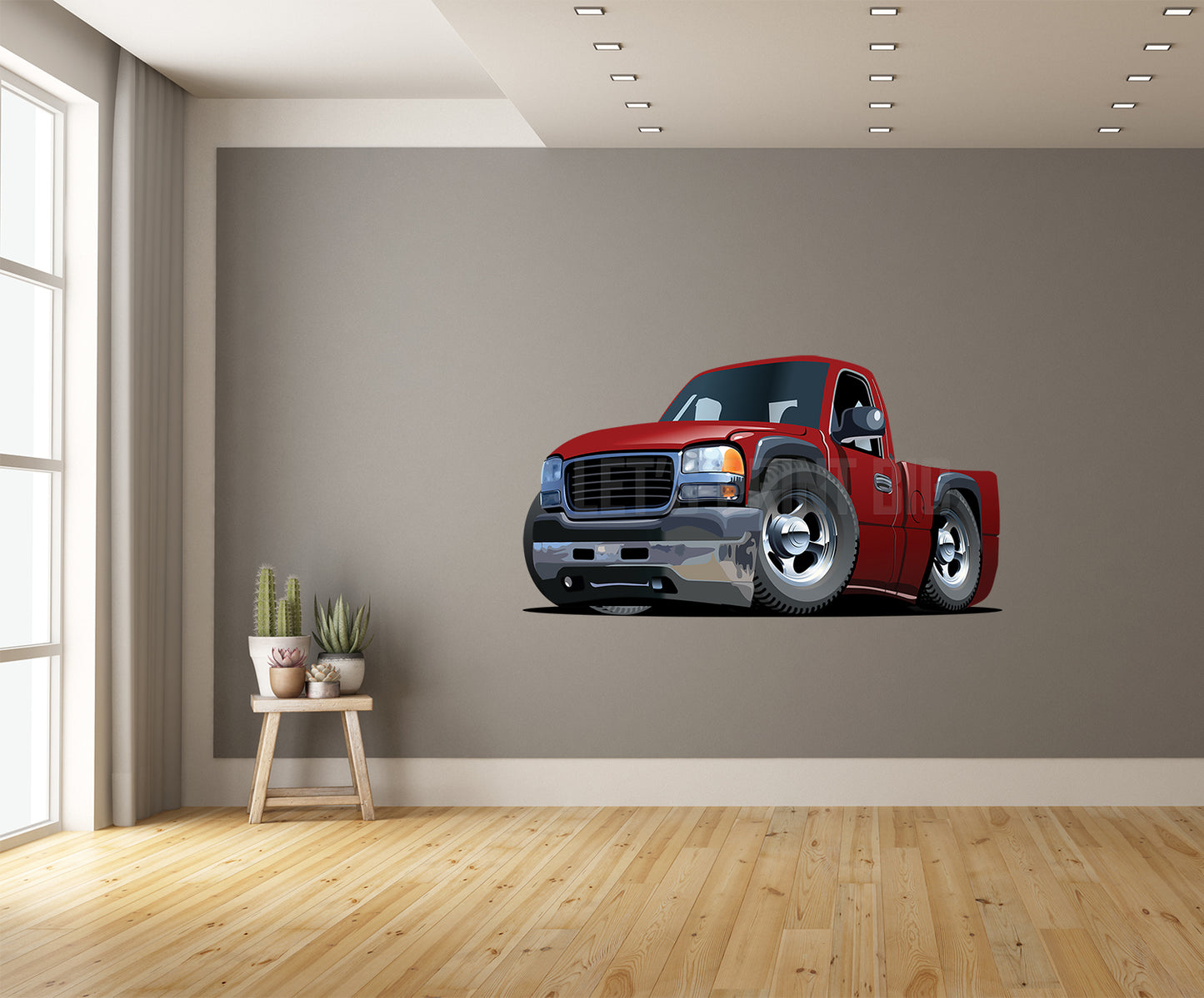 Car Art GMC Pickup Truck Cartoon 3 Wall Decal
