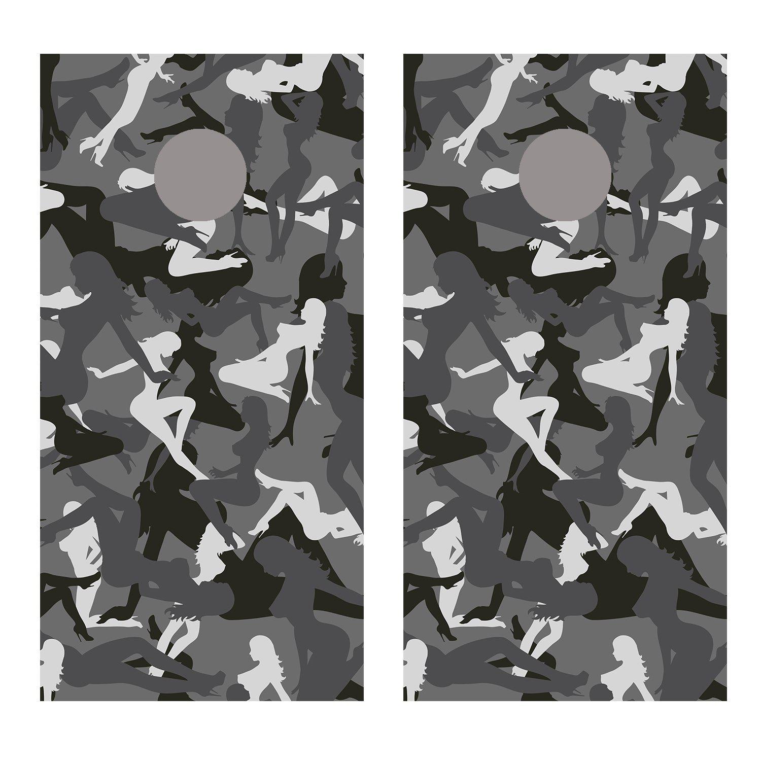 Trucker Gray Camo Large Girls Cornhole Board Decal Wraps