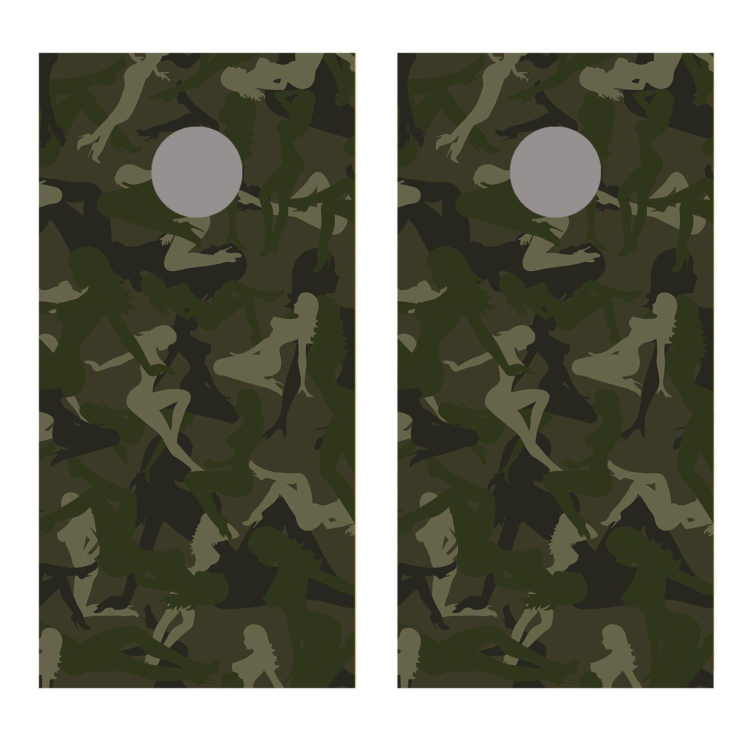 Trucker Green Camo Large Girls Cornhole Board Decal Wraps
