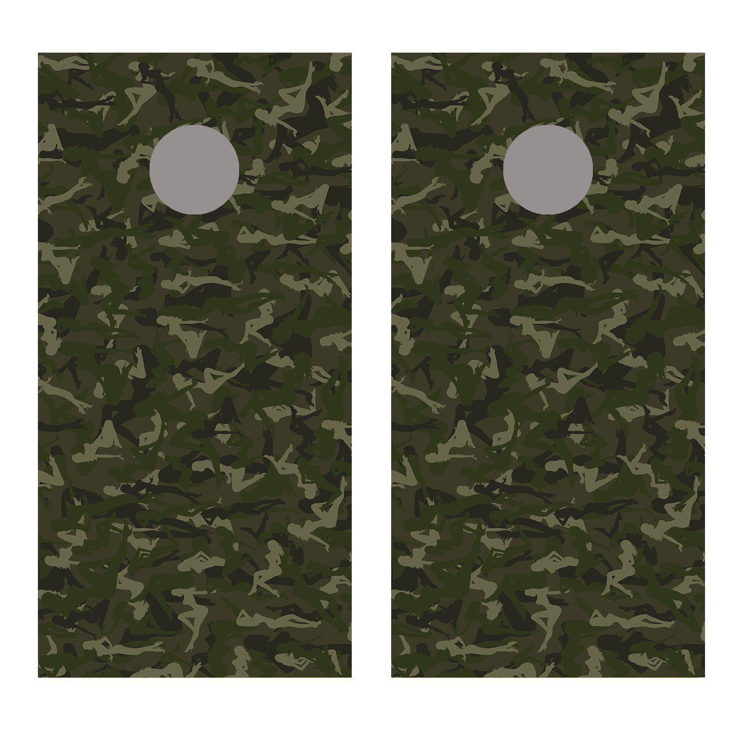 Trucker Green Camo Small Girls Cornhole Board Decal Wraps