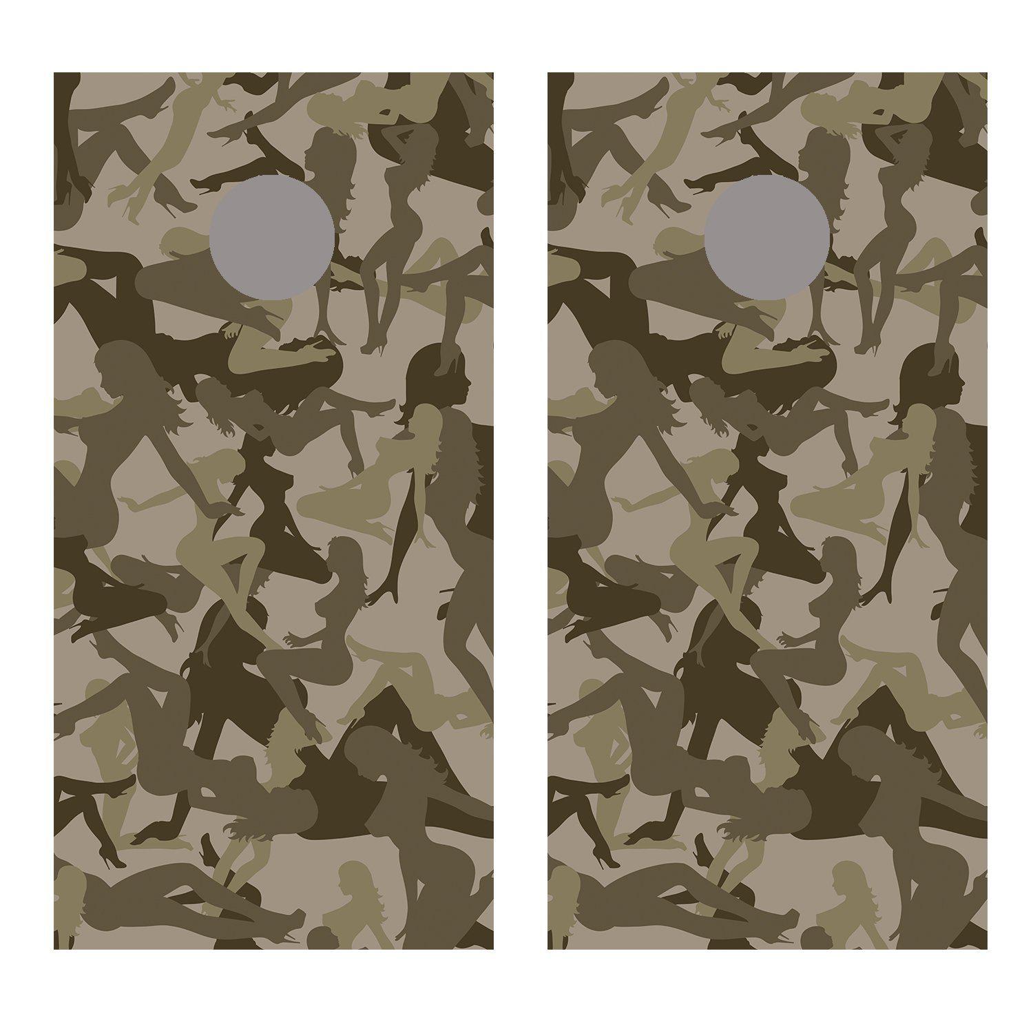 Trucker Desert Camo Large Girls Cornhole Board Decal Wraps