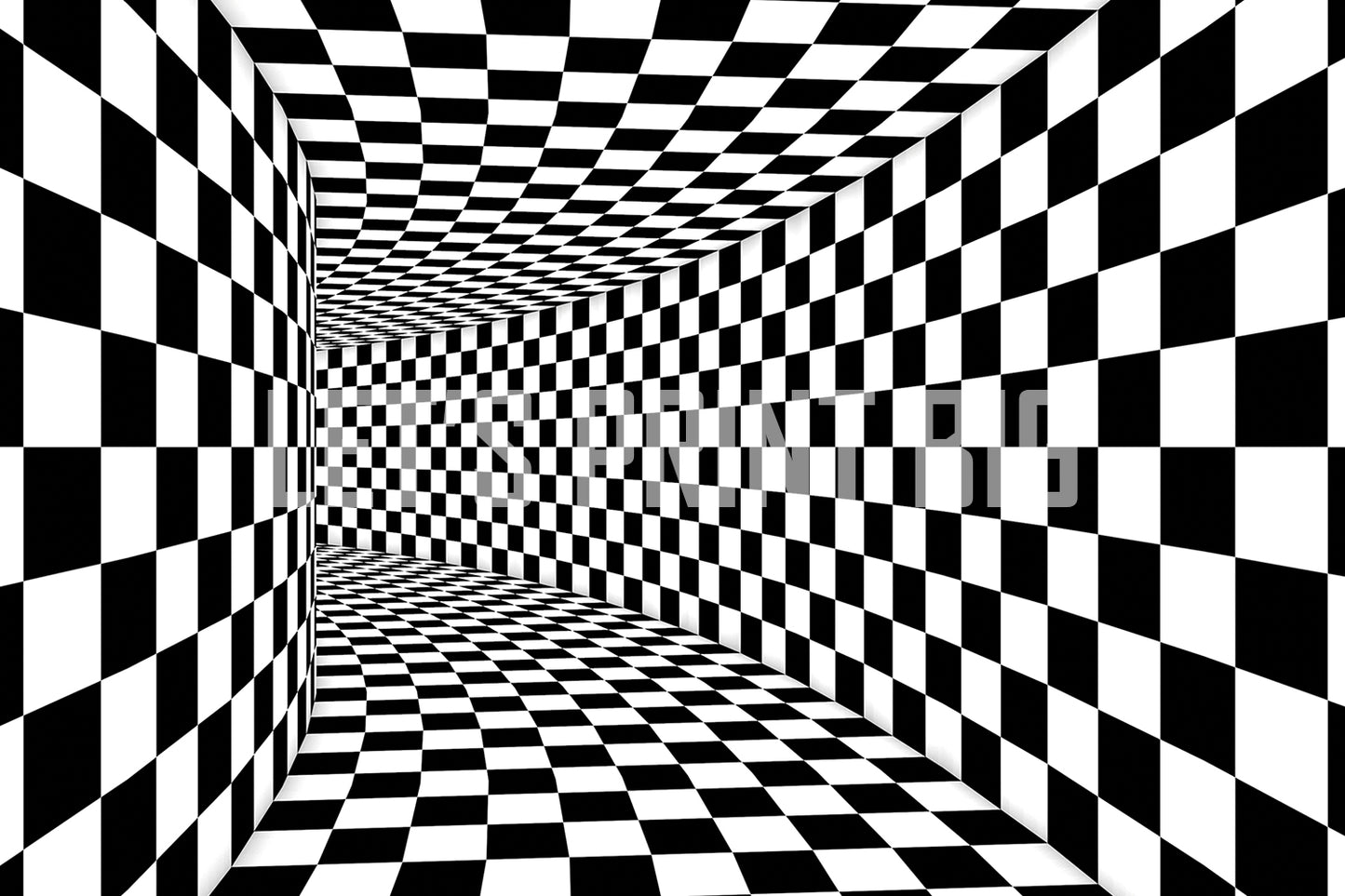 Tunnel Illusion Checkered Wall Mural