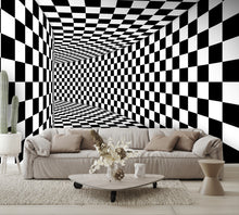 Tunnel Illusion Checkered Wall Mural