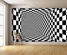 Tunnel Illusion Checkered Wall Mural