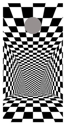 Tunnel Illusion Checkered Corn Hole Board Decal Wrap
