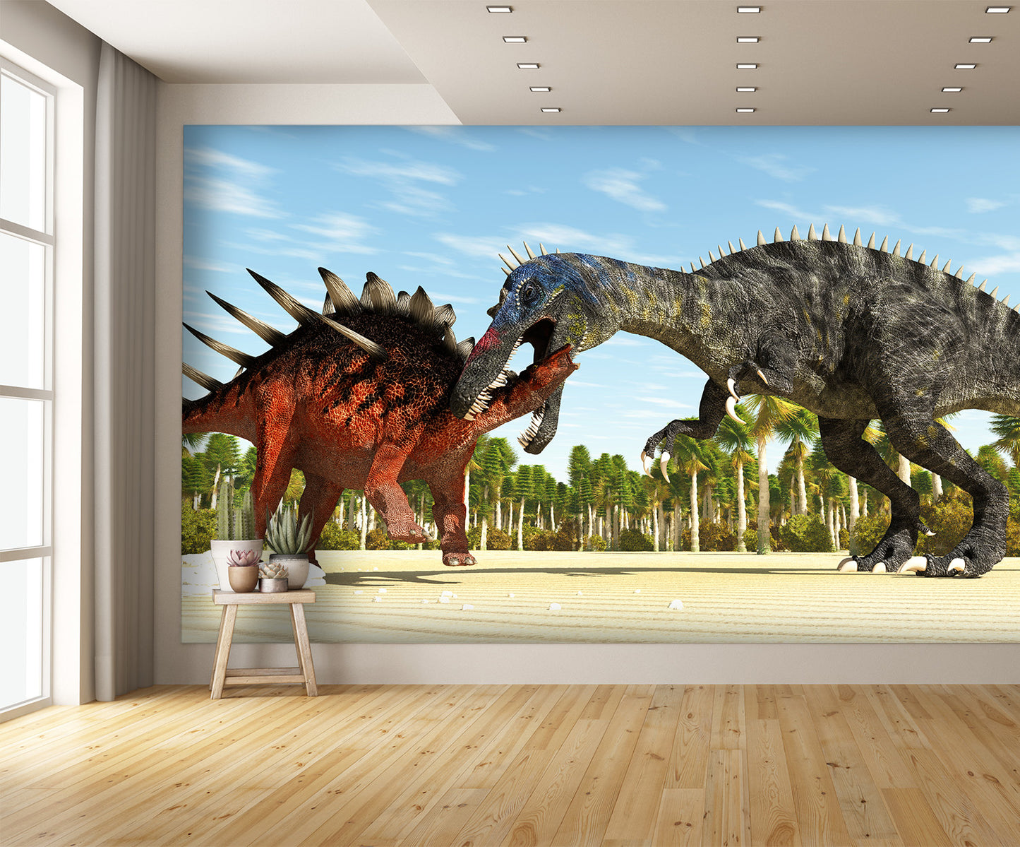 Two Dinosaurs Fighting Wall Mural