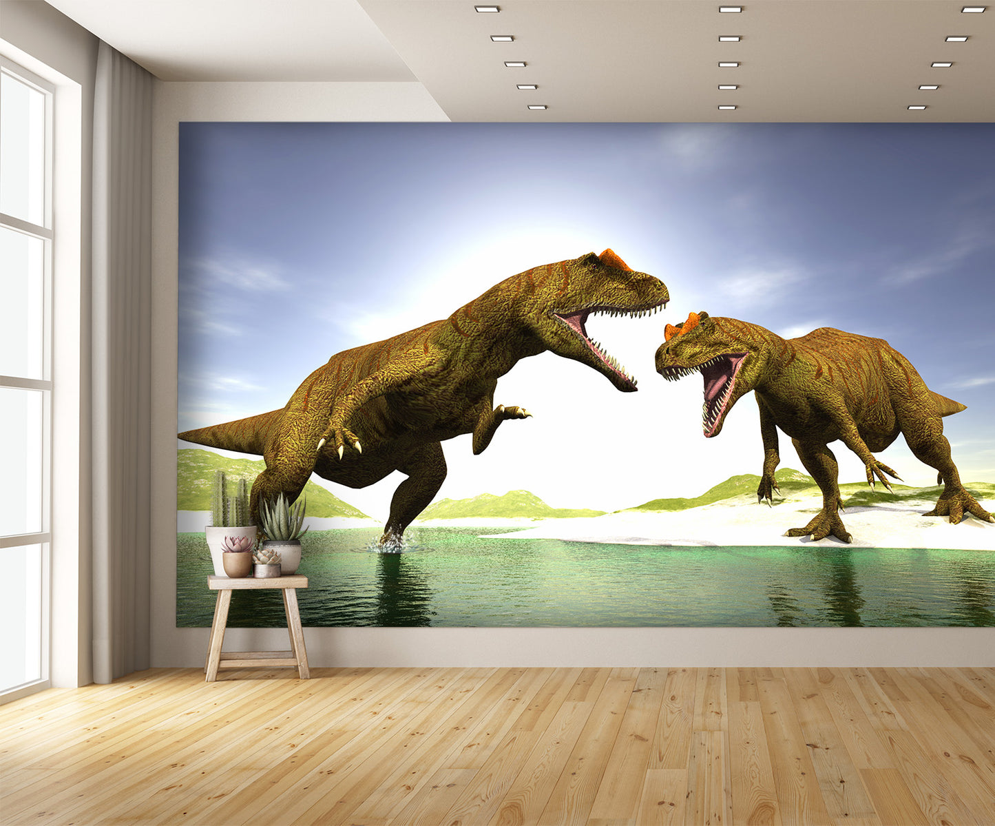 Two Dinosaurs Together Wall Mural
