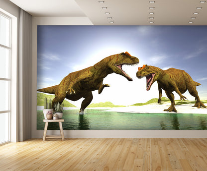 Two Dinosaurs Together Wall Mural