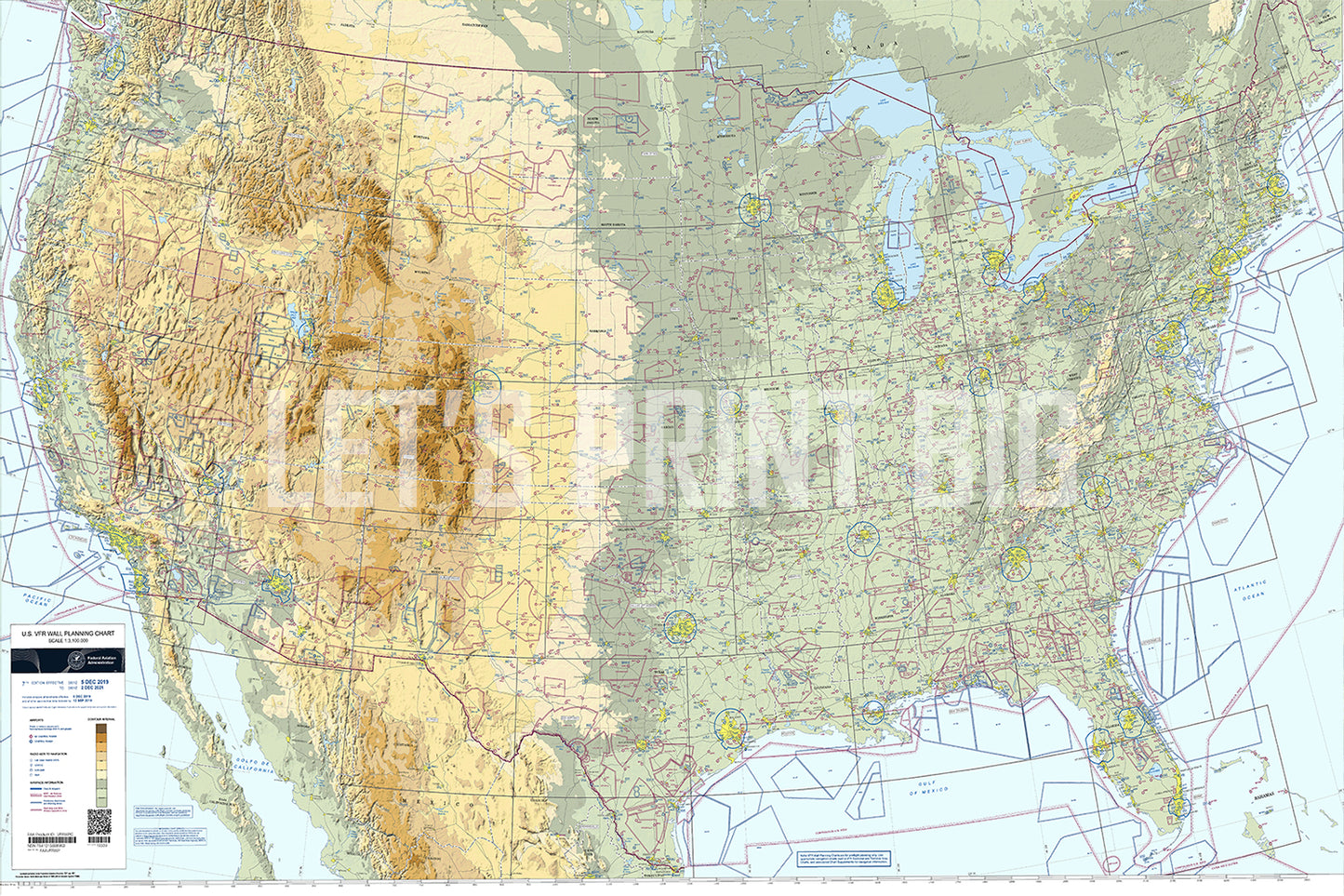 Aeronautical FAA Sectional Chart United States Wall Mural proof