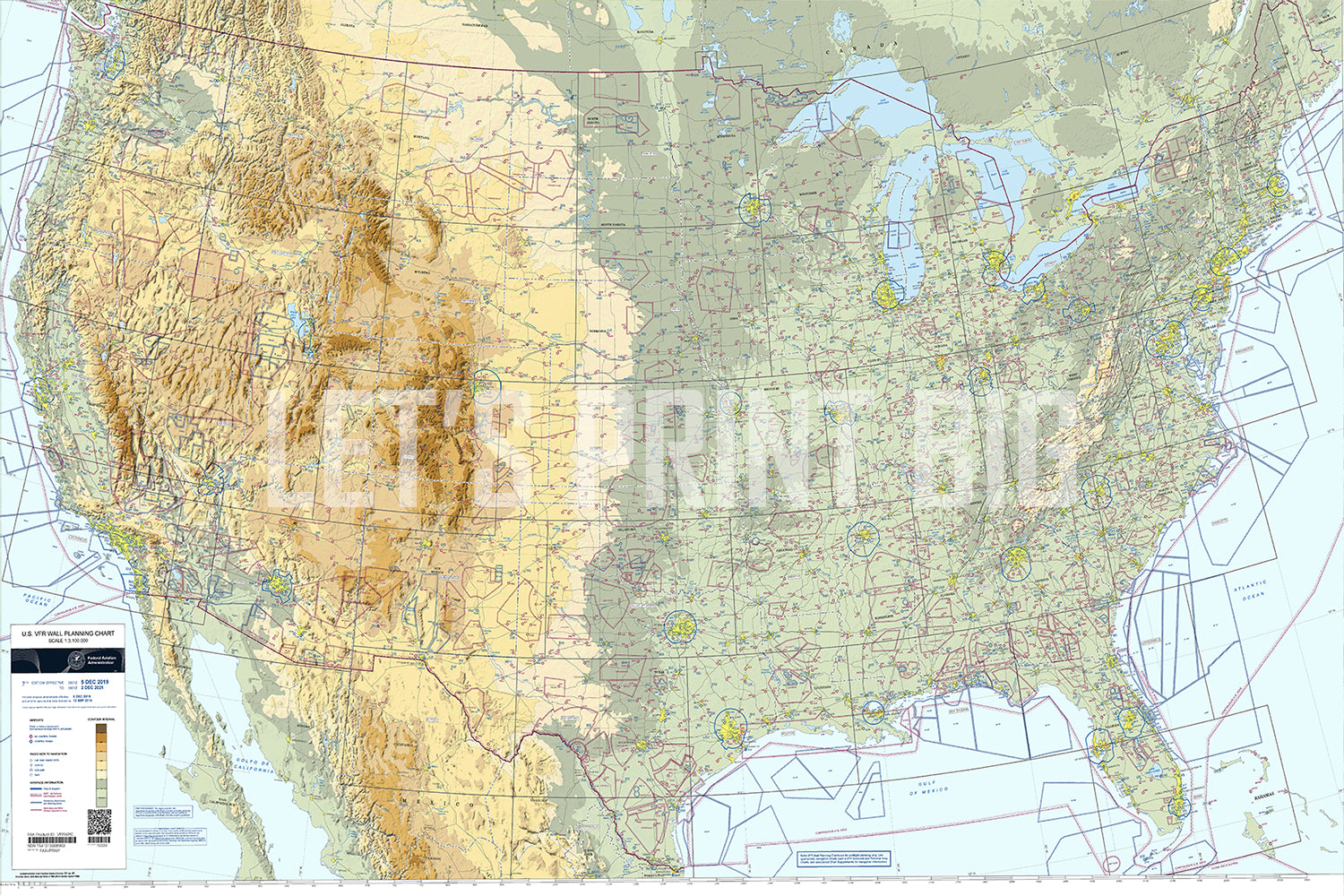 Aeronautical FAA Sectional Chart United States Wall Mural proof