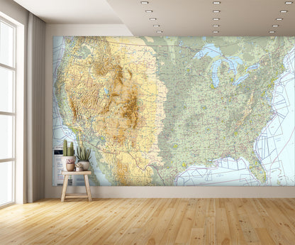 Aeronautical FAA Sectional Chart United States Wall Mural extra room