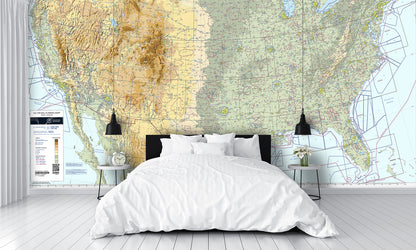 Aeronautical FAA Sectional Chart United States Wall Mural bedroom
