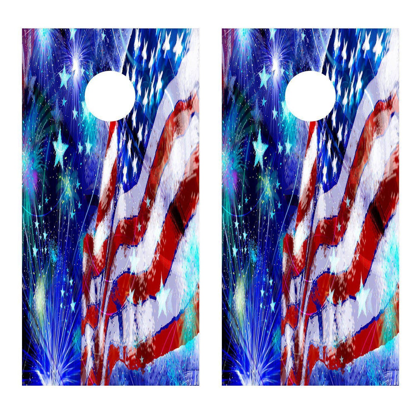 USA American Flag Fireworks Flag Corn hole Decal Wrap