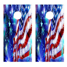 USA American Flag Fireworks Flag Corn hole Decal Wrap