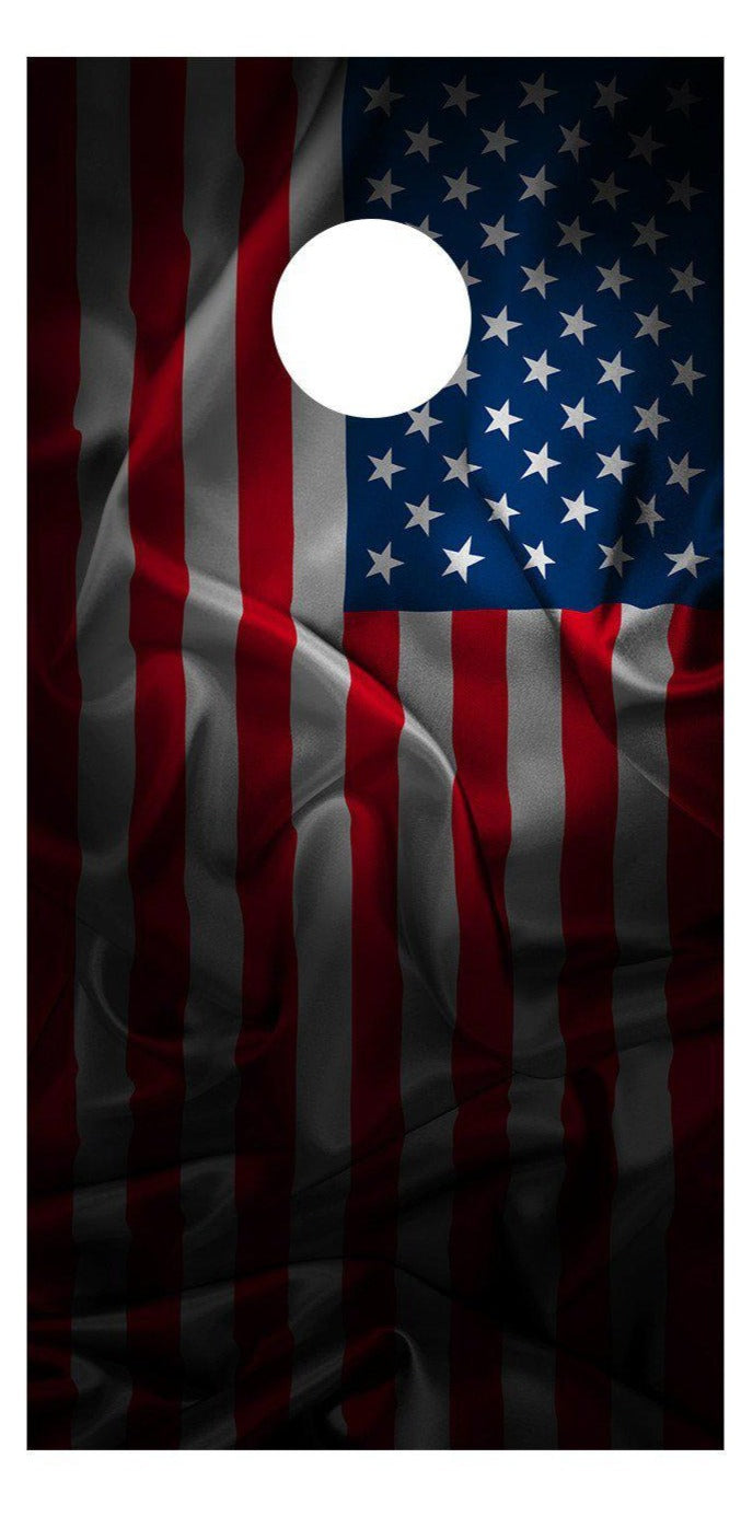 American Flag Dark Cornhole Board Decal Set - 2 Decals Bean Bag Toss - Let's Print Big