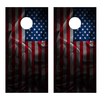 Dark American Flag Corn Hole Board Decal Wrap