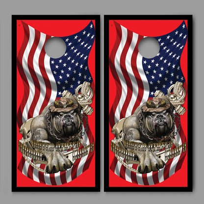 United States Marine Corp Devil Dog American Flag Design Cornhole Board Decal Wraps