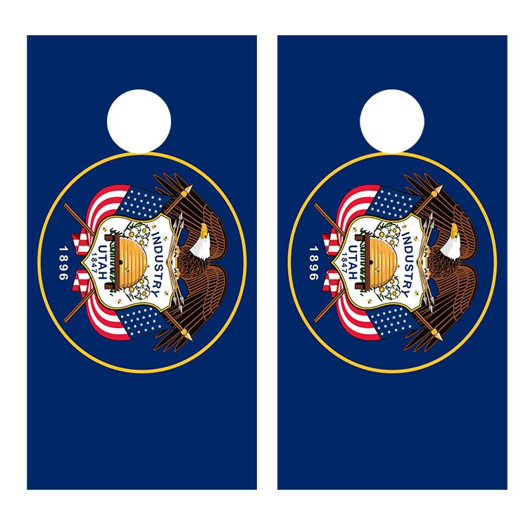 Flag of Utah Cornhole Board Decal Wraps