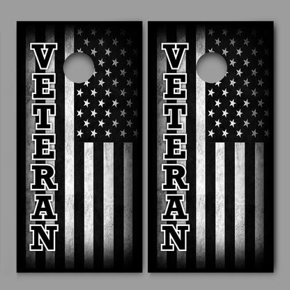 Veteran American Flag Background Design A Cornhole Board Decal Wrap