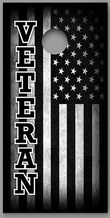 Veteran American Flag Background Design A Cornhole Board Decal Wrap