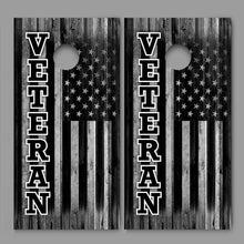 Veteran American Flag Background Wood Grain Design B Cornhole Board Decal Wrap