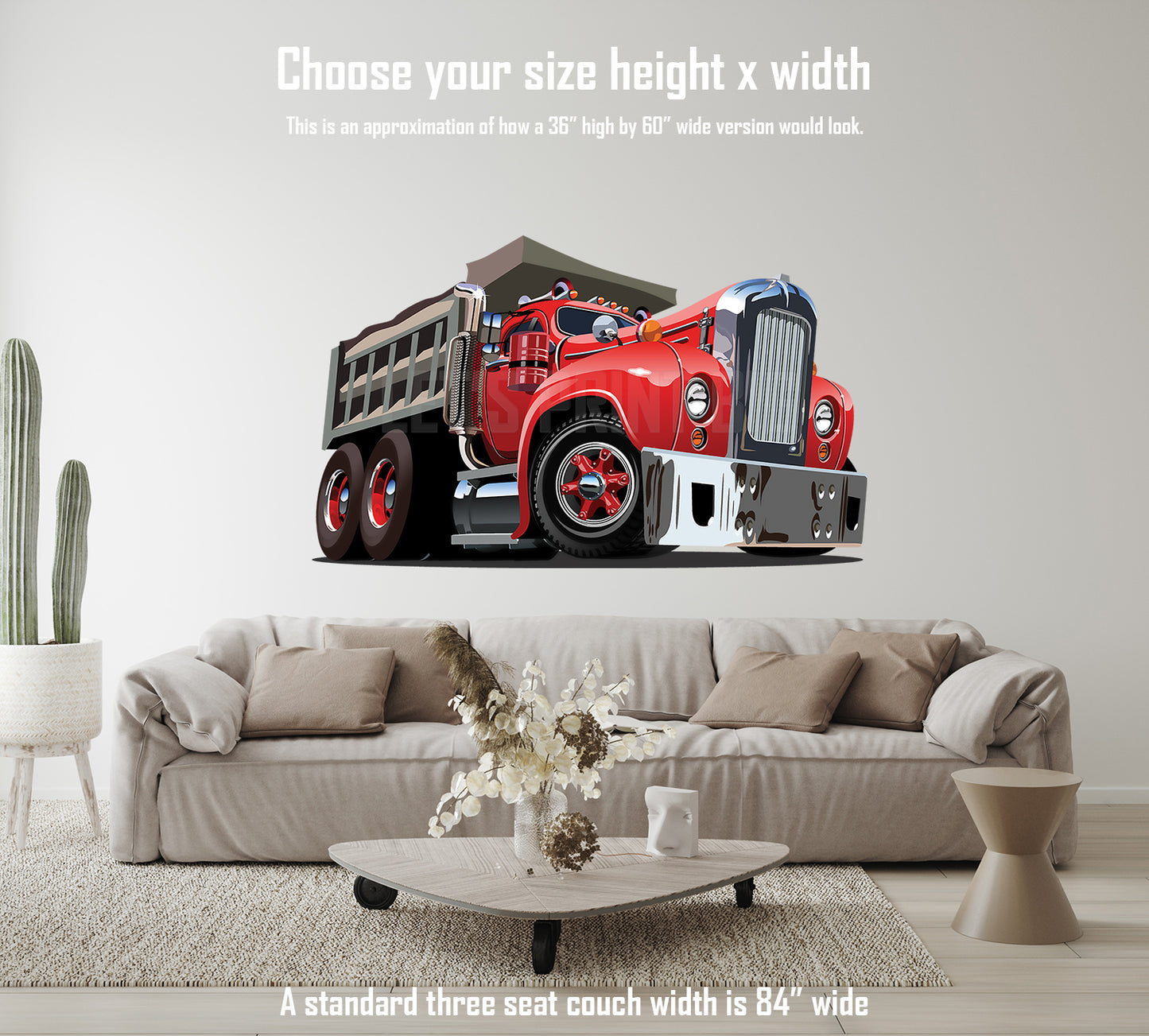 Car Art Vintage Dump Truck Cartoon Wall Decal