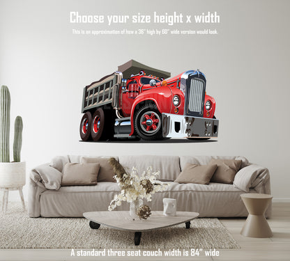 Car Art Vintage Dump Truck Cartoon Wall Decal