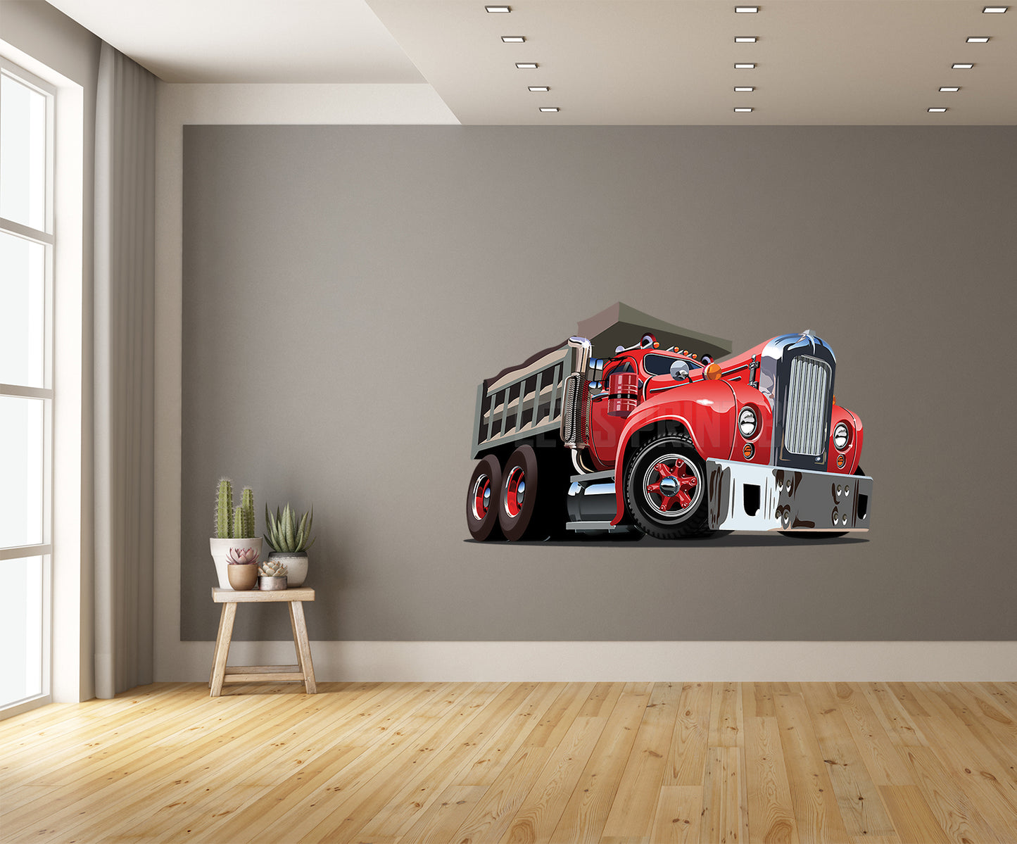 Car Art Vintage Dump Truck Cartoon Wall Decal
