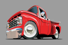Car Art Vintage Pickup Truck Low Angle Cartoon Wall Decal