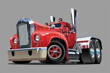 Car Art Vintage Semi Truck Cartoon Wall Decal