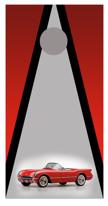 Vintage Car Design E Corvette Red Corn Hole Board Decal Wrap