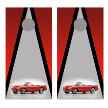 Vintage Car Design E Corvette Red Corn Hole Board Decal Wrap