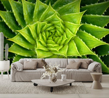 Vivid Green Spiral Aloe Plant Wall Mural